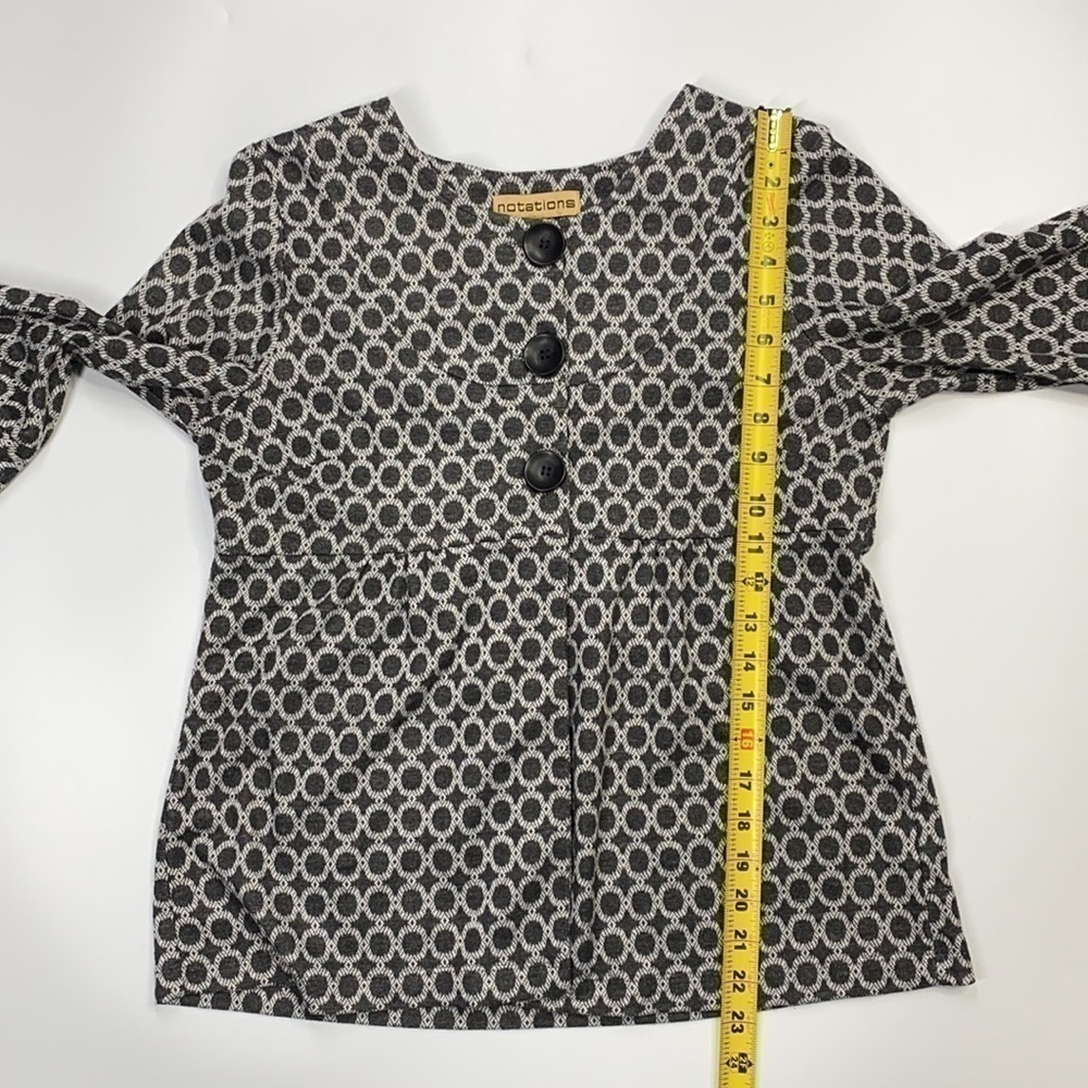 Notations Gray/Black Circle Patterned Button Fron… - image 4